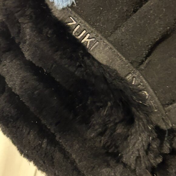 ZUKI Sz M/L Black Sheared Beaver w/Suede & Abstract Design Reversible Coat Jkt - Picture 14 of 14